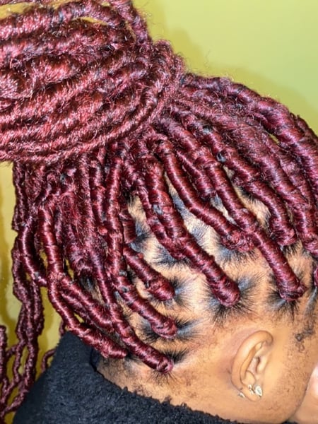 Image of  Women's Hair, Red, Hair Color, Long, Hair Length, Locs, Hairstyles, Hair Extensions, Braids (African American), Protective