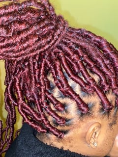 View Women's Hair, Red, Hair Color, Long, Hair Length, Locs, Hairstyles, Hair Extensions, Braids (African American), Protective - Jayona Moorefield, Pittsburgh, PA