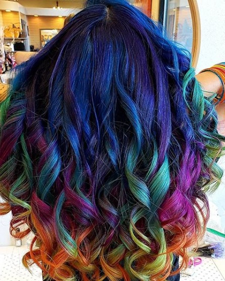 Image of  Women's Hair, Hair Color, Full Color, Medium Length, Hair Length, Layered, Haircuts, Hairstyles, Fashion Color, Curly