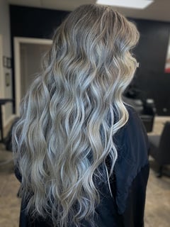 View Balayage, Foilayage, Medium Length, Color Correction, Hair Length, Silver, Highlights, Hair Color, Women's Hair, Long, Blonde - Brittany Shadle, New Caney, TX