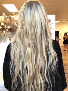 View Hairstyle, Beachy Waves, Hair Length, Long Hair (Mid Back Length), Highlights, Blonde, Hair Color, Women's Hair - Abby Lin, Gilbert, AZ