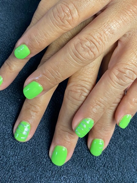 Image of  Manicure, Nails, Short, Nail Length, Accent Nail, Nail Style, Neon, Nail Color, Green
