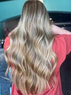 View Women's Hair, Curly, Hairstyles, Beachy Waves, Blunt, Haircuts, Hair Length, Long, Highlights, Foilayage, Blonde, Balayage, Hair Color - Talin Kumasian, Benicia, CA