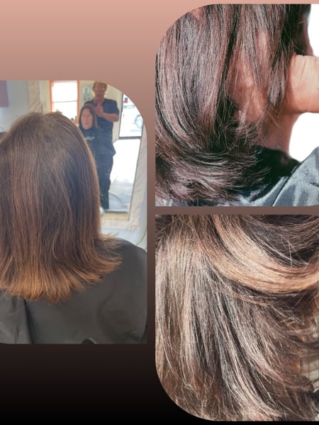 Image of  Women's Hair, Brunette, Hair Color, Permanent Hair Straightening