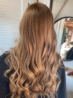 View Curly, Highlights, Full Color, Foilayage, Hair Color, Color Correction, Beachy Waves, Hairstyles, Women's Hair, Haircuts, Layered - Jess Marsh, Knoxville, TN
