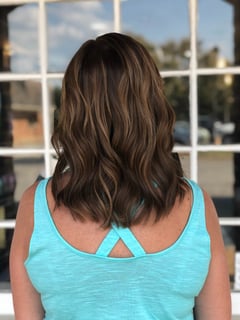 View Brunette, Hair Extensions, Beachy Waves, Hairstyles, Shoulder Length, Hair Length, Balayage, Hair Color, Women's Hair - Samantha Garland, Richmond, VA