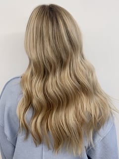 View Long, Hair Length, Women's Hair, Layered, Haircuts, Foilayage, Hair Color, Highlights, Curly, Hairstyles, Beachy Waves - Olivia Melsh, Carlsbad, CA