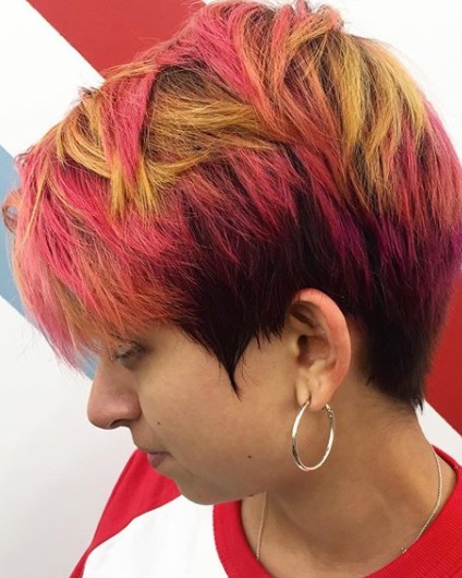 Image of  Women's Hair, Fashion Color, Hair Color, Pixie, Short Ear Length, Blunt, Haircuts