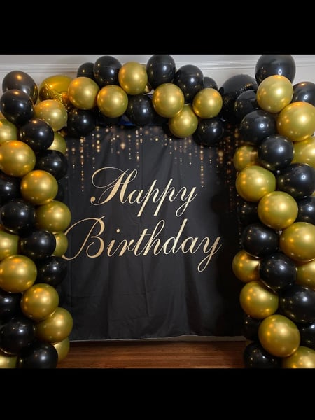 Image of  Balloon Decor, Arrangement Type, Balloon Arch, Event Type, Birthday, Colors, Gold, Black