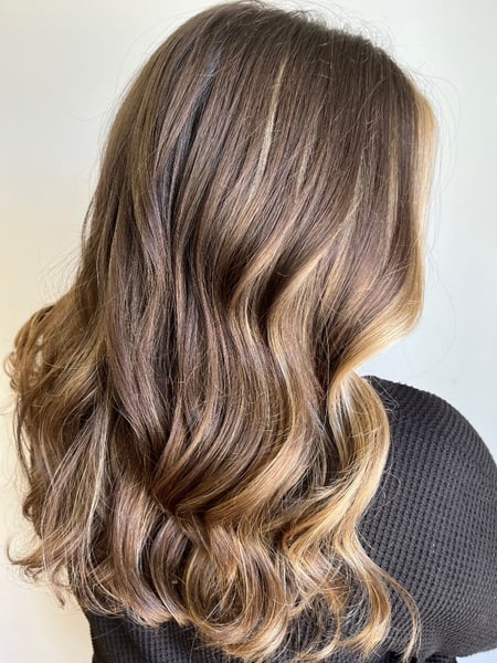 Image of  Haircuts, Women's Hair, Layered, Hairstyles, Beachy Waves, Highlights, Hair Color, Blonde, Balayage, Foilayage, Brunette