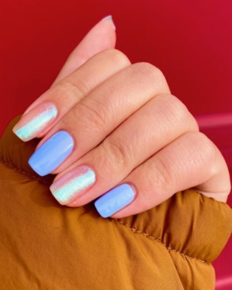 Image of  Nails, Blue, Nail Color, Green, Pink, Acrylic, Nail Finish, Medium, Nail Length, Square, Nail Shape