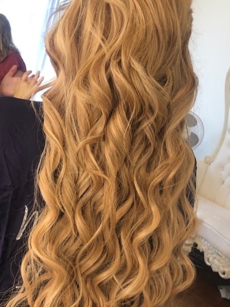 Image of  Women's Hair, Blowout, Beachy Waves, Hairstyle, Braid (Boho Chic), Bridal Hair, Hair Extensions, Updo, Vintage (Hair), Smoothing 