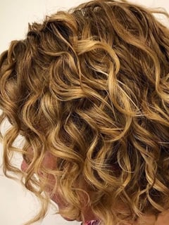 View Women's Hair, Haircuts, Curly, Hair Length, Hairstyles, Curly, Shoulder Length, Hair Color, Balayage - Julia , Denver, CO