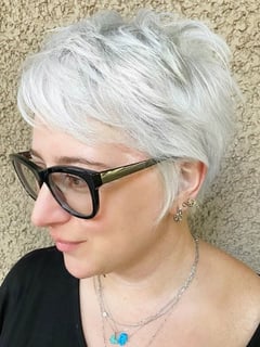 View Short Hair (Ear Length), Pixie, Hair Color, Full Color, Women's Hair - Lauren Reyes, Atlanta, GA
