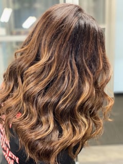 View Hairstyles, Long, Hair Length, Layered, Haircuts, Beachy Waves, Women's Hair, Hair Color, Balayage, Brunette - Sarai Robles, Fort Myers, FL