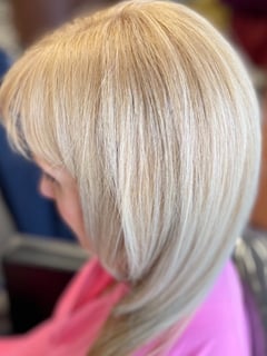 View Women's Hair, Blowout, Hair Color, Blonde, Color Correction, Full Color, Highlights, Hair Length, Medium Length, Haircuts, Blunt, Layered, Hairstyles, Straight - Brenda Benfield, Severna Park, MD