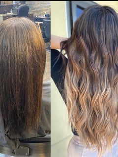 View Balayage, Hair Extensions, Hairstyles, Beachy Waves, Hair Length, Long, Hair Color, Women's Hair - Amber Morris , Federal Way, WA