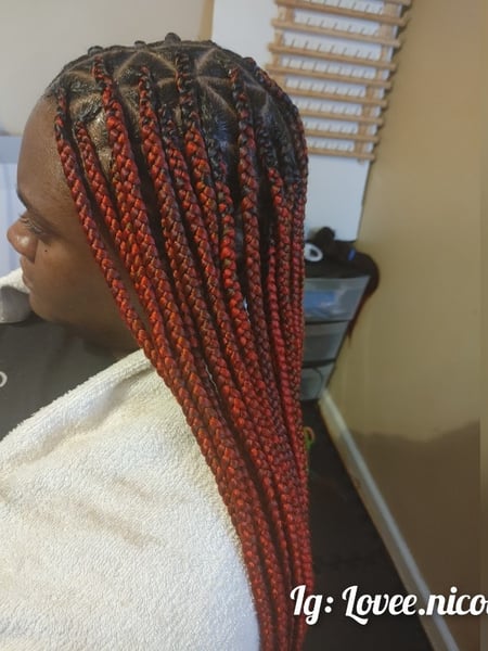 Image of  Women's Hair, Red, Hair Color, Braids (African American), Hairstyles, Protective