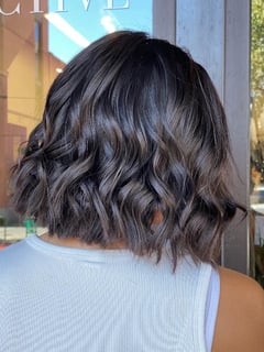View Hairstyle, Short Hair (Ear Length), Hair Length, Women's Hair, Short Hair (Chin Length), Shoulder Length Hair, Long Hair (Mid Back Length), Long Hair (Upper Back Length), Blunt (Women's Haircut), Haircut, Bob, Curly, Layers - Delilah Corona, Chico, CA