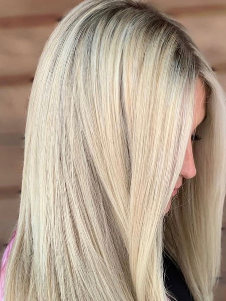 Image of  Women's Hair, Blonde, Hair Color, Long, Hair Length, Blunt, Haircuts, Straight, Hairstyles
