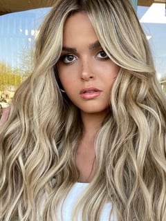 View Blonde, Hair Extensions, Hairstyles, Beachy Waves, Hair Length, Long, Hair Color, Women's Hair - Chrissy Rasmussen, Gilbert, AZ