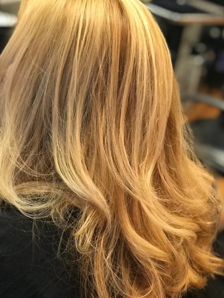 Image of  Women's Hair, Blowout, Hair Color, Balayage, Blonde, Highlights