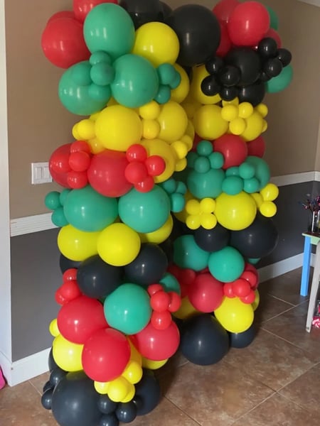 Image of  Balloon Decor, Arrangement Type, Event Type, Birthday, Colors, Black, Red, Balloon Column, Yellow, Green