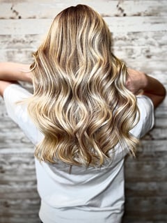 View Women's Hair, Hair Color, Balayage, Blonde, Color Correction, Highlights, Blowout, Hair Length, Medium Length, Haircuts, Beachy Waves, Hairstyles, Layered - Ellen Bertsch, Stow, OH