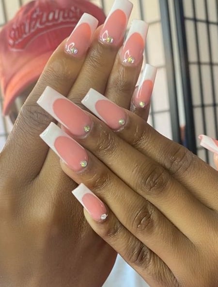 Image of  Nails, Acrylic, Nail Finish, Medium, Nail Length, Pink, Nail Color, Hand Painted, Nail Style, Square, Nail Shape