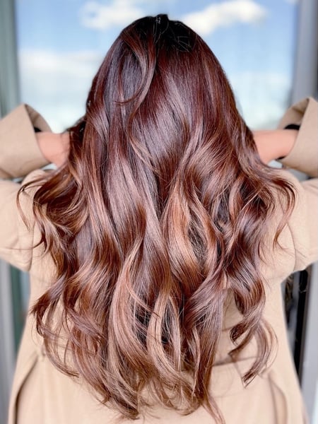 Image of  Women's Hair, Balayage, Hair Color, Blowout, Color Correction, Ombré, Hair Length, Short Ear Length, Fashion Color, Foilayage, Full Color, Highlights, Black, Blonde, Brunette, Pixie, Haircuts, Hairstyles, Updo, Bridal