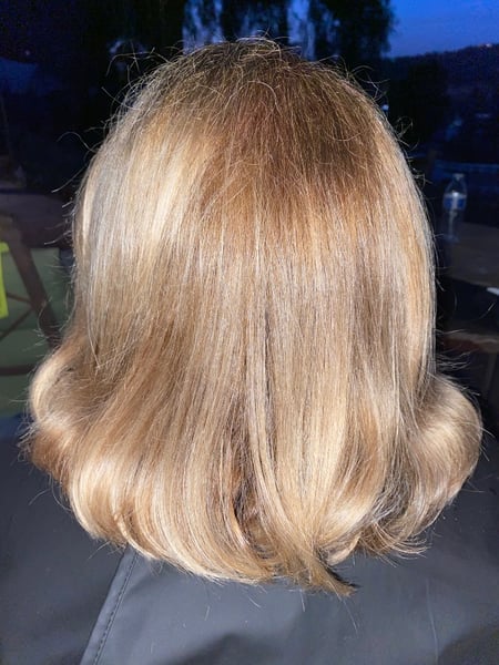 Image of  Blowout, Women's Hair, Hair Color, Shoulder Length, Hair Length, Blunt, Haircuts