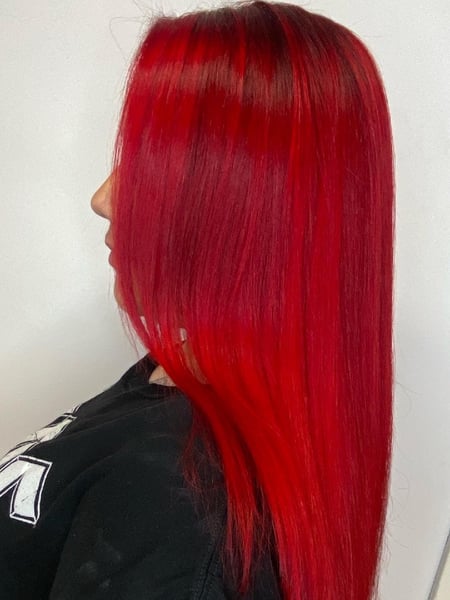 Image of  Layered, Haircuts, Women's Hair, Straight, Hairstyles, Red, Hair Color, Highlights, Full Color, Color Correction, Fashion Color, Long, Hair Length