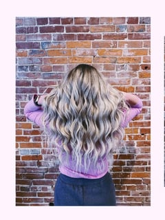 View Foilayage, Hair Color, Highlights, Long Hair (Mid Back Length), Hair Length, Women's Hair, Hair Extensions, Hairstyle - Tara Pruneau, Festus, MO