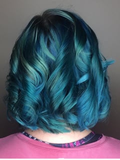 View Bob, Haircuts, Women's Hair, Layered, Blowout, Curly, Curly, Hairstyles, Full Color, Hair Color, Fashion Color, Short Chin Length, Hair Length - Nelle Churchill, Penngrove, CA