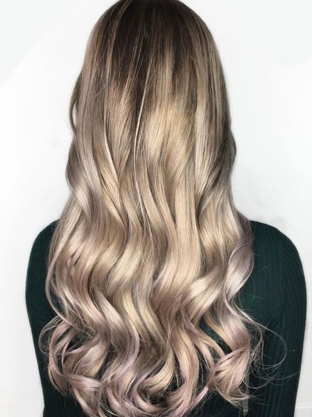 Image of  Haircuts, Blonde, Balayage, Blowout, Long, Hairstyles, Curly, Women's Hair, Hair Color, Highlights, Layered, Hair Length, Hair Extensions, Sew-In 