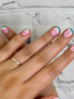 View Short, Nail Length, Nails, French Manicure, Nail Style, Color Block, Hand Painted, Mix-and-Match, Accent Nail, Nail Art - Inspiration Hair Studio and Day Spa, Uxbridge, MA