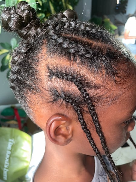 Image of  Braiding (African American), Hairstyle, Kid's Hair, Protective Styles, Updo