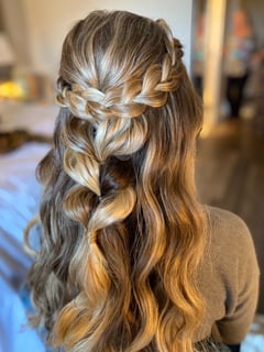View Hairstyle, Curls, Bridal Hair, Updo, Braid (Boho Chic), Beachy Waves, Women's Hair - Joanne Fortune, San Diego, CA