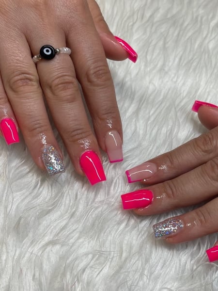Image of  Nails, Short, Nail Length, Pink, Nail Color, Nail Style