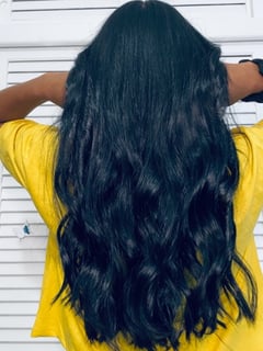 View Hair Color, Natural Hair, Hairstyle, Hair Extensions, Blunt (Women's Haircut), Curly, Haircut, Layers, Hair Length, Long Hair (Mid Back Length), Black, Women's Hair - Strandsbynicola, Miami, FL