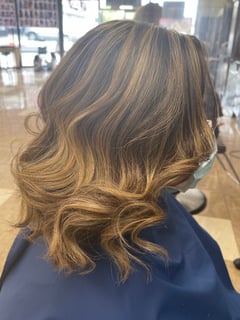 View Curly, Hairstyles, Women's Hair, Balayage, Hair Color, Blonde, Hair Length, Shoulder Length - Reyna Castillo, Canyon Country, CA