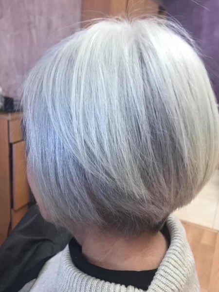 Image of  Women's Hair, Short Ear Length, Hair Length, Silver, Hair Color