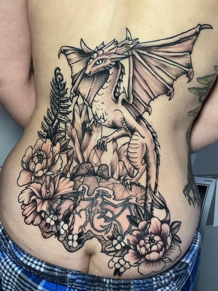 Image of  Tattoos, Tattoo Style, Tattoo Bodypart, Black & Grey, Blackwork, Back, Butt 