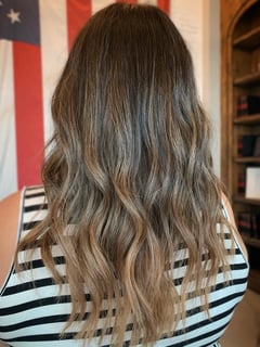 View Women's Hair, Beachy Waves, Hairstyle, Haircut, Layers, Hair Length, Long Hair (Upper Back Length), Blonde, Brunette Hair, Ombré, Highlights, Foilayage, Color Correction, Balayage, Hair Color, Blowout - Sam Donato, Spring, TX