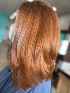 View Medium Length, Haircuts, Layered, Shoulder Length, Hair Length, Red, Hair Color, Full Color, Women's Hair - Amberly Harrison , Lexington, KY