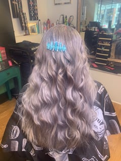 View Hair Color, Silver, Layered, Haircuts, Curly, Women's Hair, Hair Length, Long - Alisha Tompkins, Kingston, NY