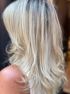 View Balayage, Hairstyle, Beachy Waves, Blonde, Hair Color, Women's Hair - Leslie , Boston, MA