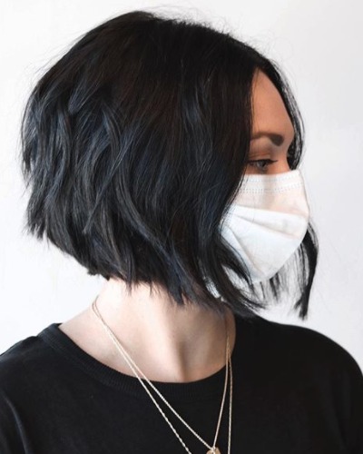 Image of  Women's Hair, Hair Color, Full Color, Short Chin Length, Hair Length, Blunt, Haircuts, Straight, Hairstyles