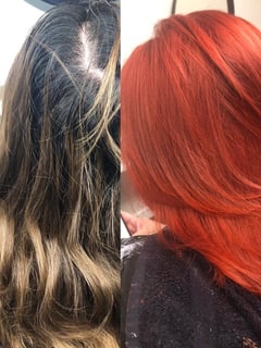 View Women's Hair, Red, Hair Color, Fashion Color, Blowout, Medium Length, Hair Length, Layered, Haircuts - Dede Reid, Euless, TX