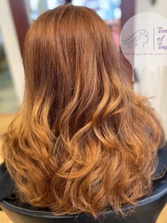 View Women's Hair, Balayage, Hair Color, Ombré, Red, Long Hair (Mid Back Length), Hair Length, Layers, Haircut, Beachy Waves, Hairstyle, Blowout - Tanisha Lee, Frederick, MD